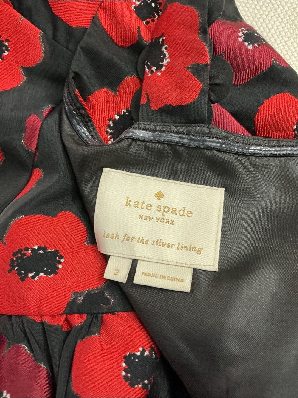 Kate Spade Floral Fit Flare Dress Size 2 Black Red Poppy Sleeveless Chic - Picture 8 of 10